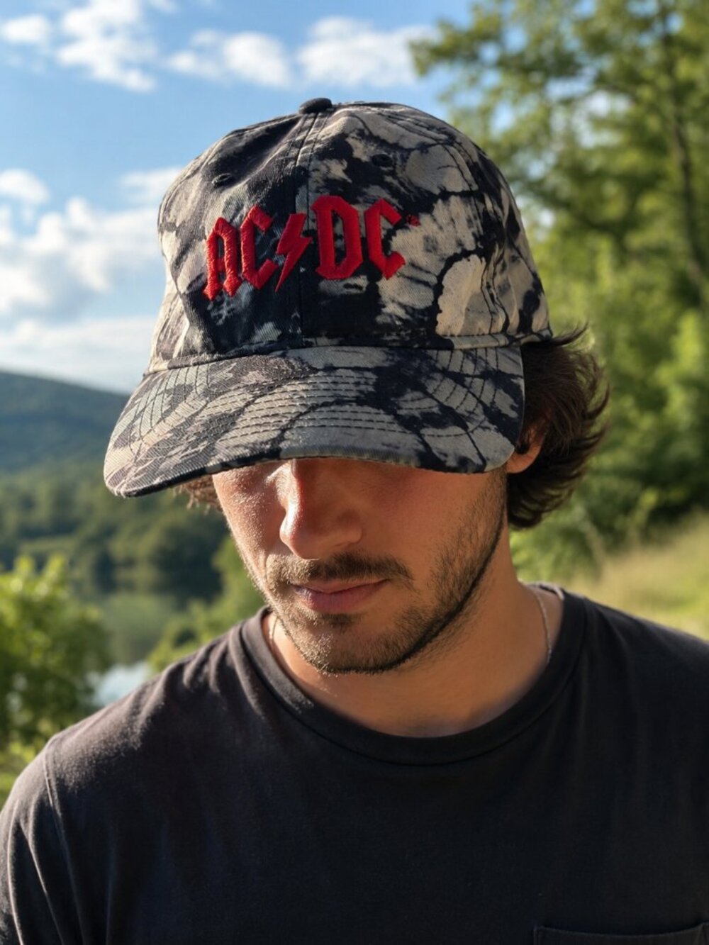 AC/DC Rock n Roll Metal Music Tie-Dye Cap Hat Mens READ